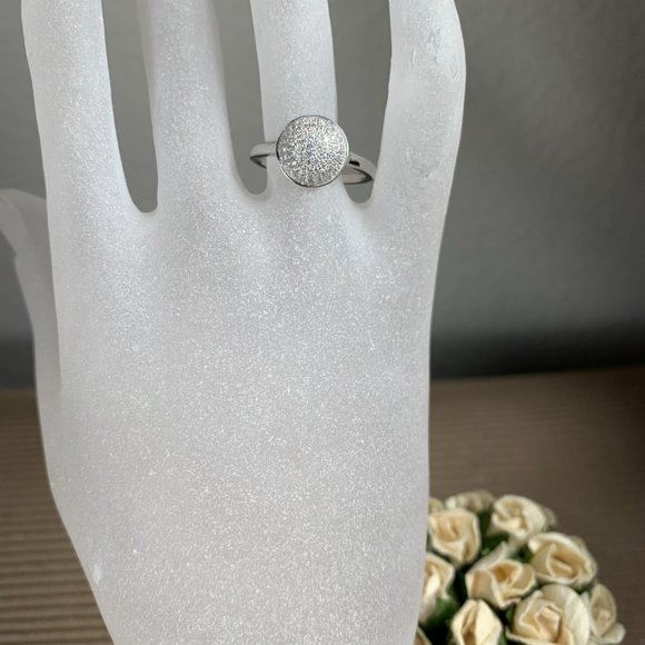 NEW Size 8 1/4 Pave Set CZ Cubic Zirconia Dome Ring in Sterling Silver - Picture 1 of 6